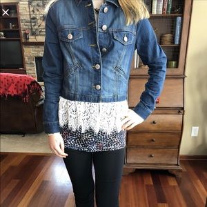 Cabi Dakota denim jacket with lace